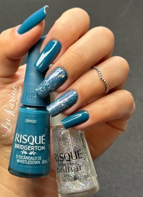 Nail Photos, Nails Desing, Girls Nails, Minimalist Nails, Cute Nail Designs, Gold Nails, Nails Inspo, Blue Nails, Trendy Nails