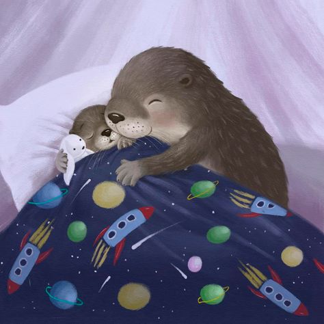 Once Upon a Dream — The Bright Agency Animal Hug Illustration, Goodnight Illustration, Diana Artemis, Goodnight Sweetheart, Well Art, Hug Illustration, Animal Hugs, Once Upon A Dream, Sleeping Animals