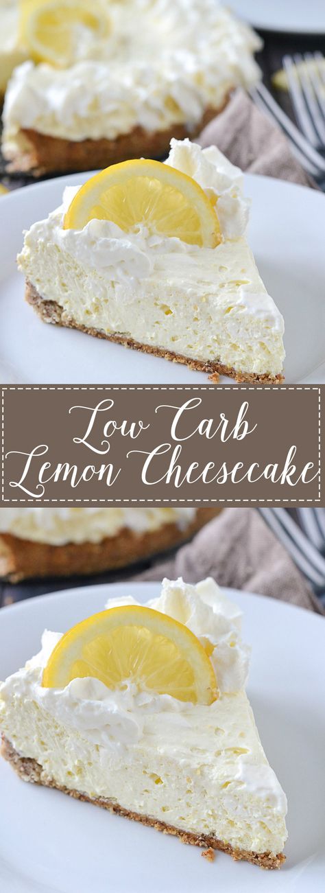 Low Carb Lemon Cheesecake | www.motherthyme.com Cheesecake With Jello, Low Carb Lemon Cheesecake, Keto Lemon Cheesecake, Mother Thyme, Weight Watcher Desserts, Low Carb Cheesecake Recipe, Easy No Bake Cheesecake, Cheesecake Pie, Low Carb Cheesecake