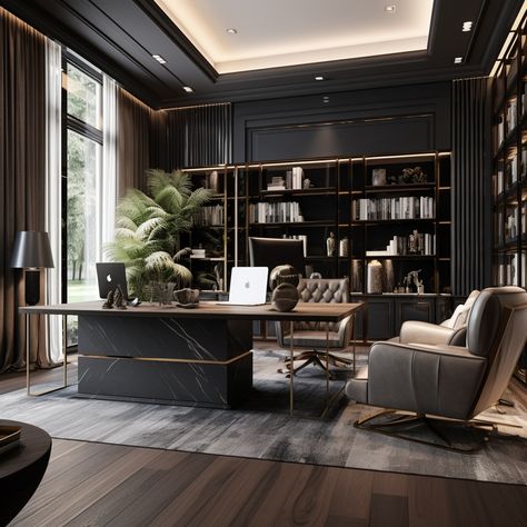 Modern And Master Home Library Designs | That Will Have Book Lovers | Home Decoration Ideas Ceo Office Design Luxury, Boss Office Interior Design, Executive Office Design Interior, Modern Office Design Inspiration, Ceo Office Design, Classic Office Interior, Modern Executive Office, Italian Office, Executive Office Design