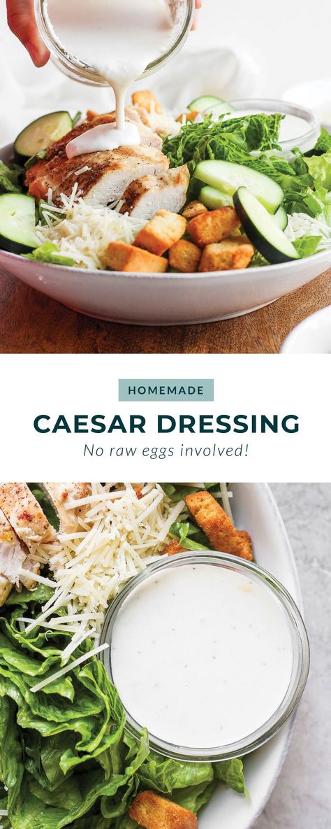 Make this homemade caesar salad dressing and drizzle it over a salad or add it to a wrap. Homemade Ceasar Salad, Easy Caesar Dressing Recipe, Basic Chicken Salad, Greek Yogurt Mayo, Homemade Caesar Salad, Salmon Salad Recipe, Homemade Caesar Dressing, Recipe Kale, Anchovy Paste