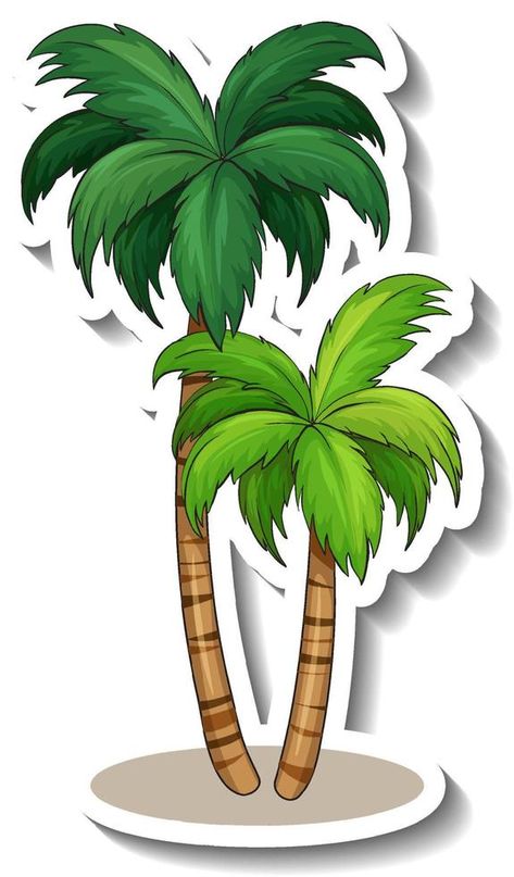 Pegatina de palmera aislado sobre fondo blanco. Palm Tree Sticker, Tree Sticker, Night Routine, Blue Mountain, Happy Thanksgiving, Palm Tree, Japanese Art, Palm Trees, White Background