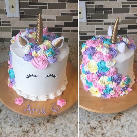 Round Unicorn Cake, Rainbow Unicorn Birthday Cake, Unicorn Birthday Cake, Rainbow Unicorn Birthday, Round Cake, Unicorn Cake, Birthday Cards Diy, Round Cakes, Rainbow Unicorn