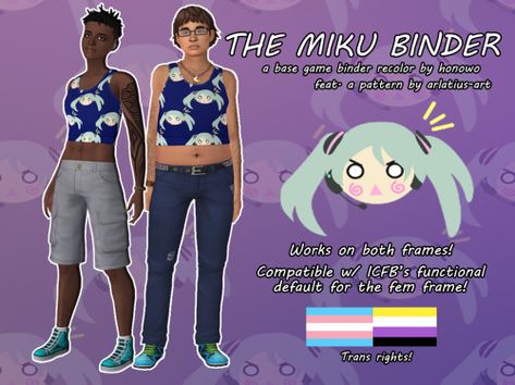 Pixel Cuties (The Miku Binder!🎼 The base game update binder with...) Binder Sims 4 Cc, Sims 4 Binder, Miku Binder, Sims Tops, Big Pant, Raven Fanart, This Meme, Peer Pressure, Sims 4 Mods Clothes