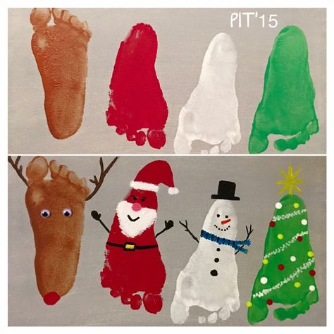 Cute Christmas Crafts For Kids, Cute Christmas Crafts, Baby Footprint Crafts, Baby Christmas Crafts, Baby Art Crafts, Kids Craft Ideas, Baby Art Projects, Footprint Crafts, Christmas Crafts For Toddlers