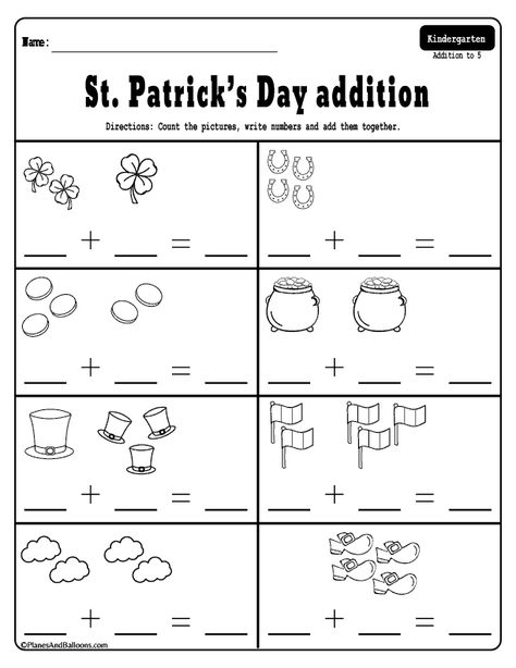 Fun March worksheets for St. Patrick's Day math activities - addition and subtraction worksheets for kindergarten. Great for morning work or small groups. #kindergarten #worksheets St Patricks Day Worksheets Kindergarten, March Activities For Kindergarten, Addition Worksheet For Kindergarten, March Kindergarten Worksheets, March Worksheets, Subtraction Worksheets For Kindergarten, Calendar Worksheets, March Math, Kindergarten Addition Worksheets