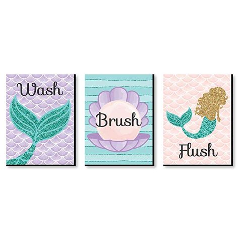 Little Mermaid Bathroom, Pastel Bathroom, Girl Bathroom Decor, Mermaid Bathroom Decor, Girl Bathroom, Theme Bathroom, Kids Bathroom Wall, Kids Bathroom Wall Art, Kid Bathroom Decor