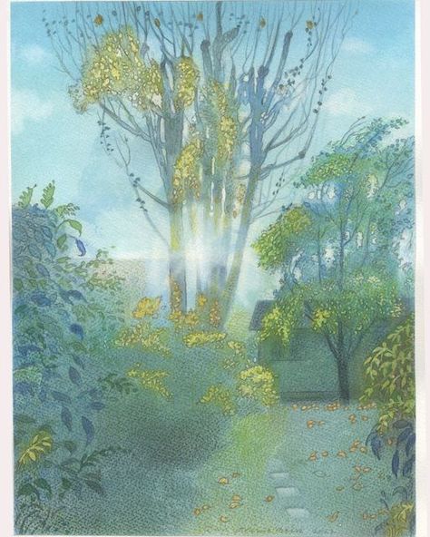 Ian Beck on Instagram: "A recent watercolor: Early Morning Sunlight in the Garden St Margarets #painting #drawing #suburbia #light #sunlight #gardens #trees #autumn #art" Autumn Tree Drawing, Morning Illustration, Trees Autumn, Morning Sunlight, St Margaret, Autumn Illustration, Watercolor Canvas, Tree Drawing, Autumn Art