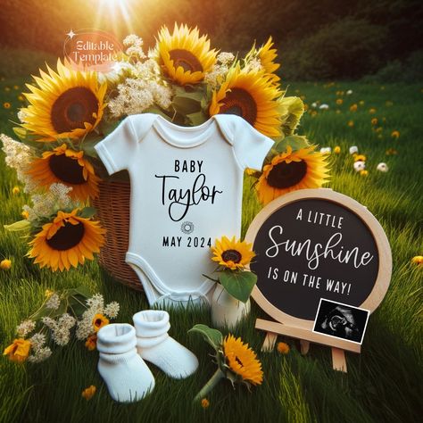 Sunflower Baby Announcement, Sunflower Pregnancy Announcement, Pregnancy Announcement Spring, Baby Surprise Announcement, Surprise Pregnancy Announcement, Fun Baby Announcement, Baby Announcement Pictures, Newborn Mom