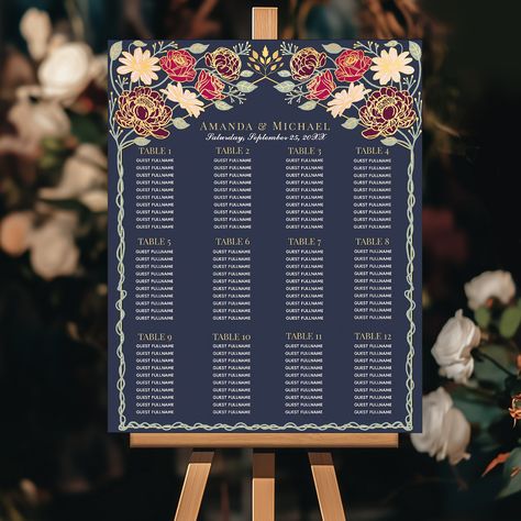 Make your special day even more memorable with our custom-designed wedding seating chart! Featuring delicate florals and luxurious gold accents, it’s the perfect blend of beauty and elegance. Swipe to see the available colors. 💍 Customize & Download: Available for digital download or printed and shipped to you! 💖 Order Yours Today! 💖 For more invitations and gifts our Zazzle shop #linkinbio #thepaperiegarden #WeddingSeatingChart #WeddingDetails #FloralWedding #GoldAccents #WeddingInspo #C... Garden Wedding Seating, Garden Wedding Design, Floral Garden Wedding, Enchanted Garden Wedding, Purple Design, Enchanted Garden, Floral Elements, Seating Chart Wedding, Wedding Seating