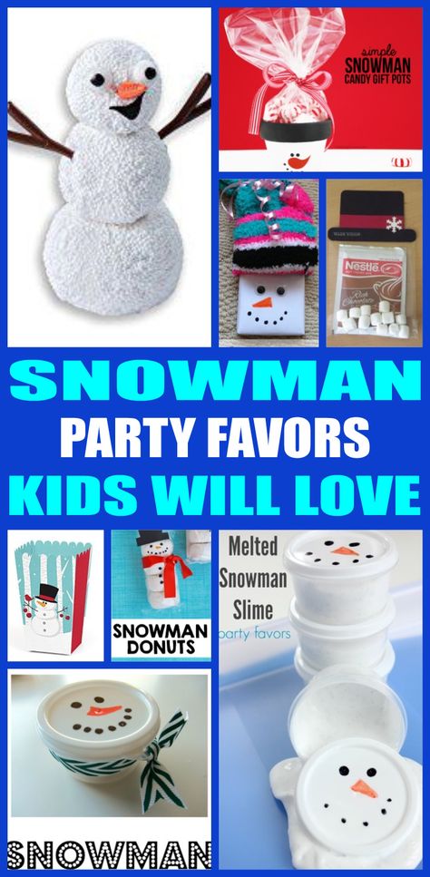 Snowman Party Favors! Best ideas for kids, for teens, friends & adults. Fun, easy,cheap and inexpensive ideas to make your snowman party extra special. Great for office and church parties. Find DIY snowman party favors and more! This would also make great stocking stuffers! Winter Party Favor, Snowflake Favors, Class Party Favors, Snowman Treats, Christmas Goodie Bags, Snowman Party, Party Favor Ideas, Holiday Party Kids, Party Favors For Adults