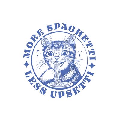 More Spaghetti Less Upsetti Art by cafelab | Society6 Cool Stationery, Kids Office, Office Outdoor, Slogan T Shirt, Outdoor Floor Cushions, Bath Furniture, Acrylic Box, Tapestry Throw, Kids Shows