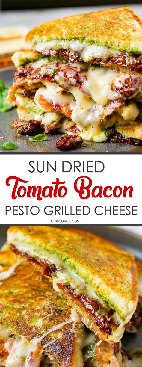 Bacon Lunch, Pesto Butter, Pesto Grilled Cheese, Tillamook Cheese, Gourmet Grilled Cheese, Bacon Tomato, Grilled Cheese Recipes, Grilled Sandwich, Idee Pasto