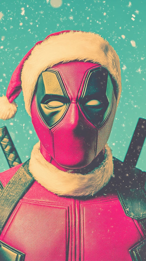 Christmas wallpapers that are retro + funny. Spiderman and Deadpool with Santa Hat. Wallpapers are available to download. Deadpool Christmas Wallpaper, Spiderman And Deadpool, Deadpool Christmas, Funny Spiderman, Xmas Background, Spiderman Deadpool, Wallpaper Retro, Christmas Wallpapers, Retro Funny