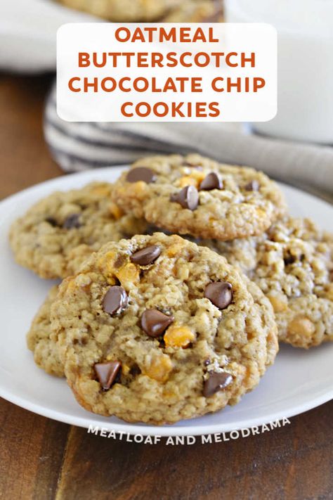 Butterscotch Chocolate Chip Cookies, Butterscotch Cookies Recipes, Oatmeal Butterscotch, Butterscotch Chip Cookies, Oatmeal Scotchies, Oatmeal Butterscotch Cookies, Butterscotch Cookies, Chocolate Oatmeal Cookies, Chocolate Oatmeal