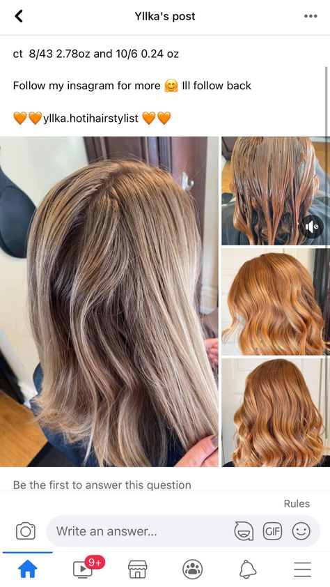 Copper Hair Toner Before And After, Wella Copper Blonde Formula, Wella Formulas Copper, Gingerbread Caramel Hair Color Formula, Strawberry Blonde Formula Igora, Matrix Copper Formula, Copper Hair Formula Igora, Cosmo Hair, Wella Formulas