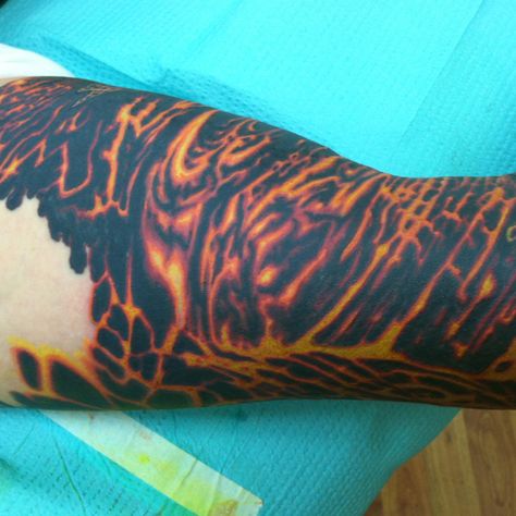 Lava sleeve Lava Tattoo, Volcano Tattoo, Phoenix Costume, Rock Tattoo, Armor Tattoo, Tattoo Concepts, Flame Tattoos, Fire Tattoo, Tattoo Sleeve