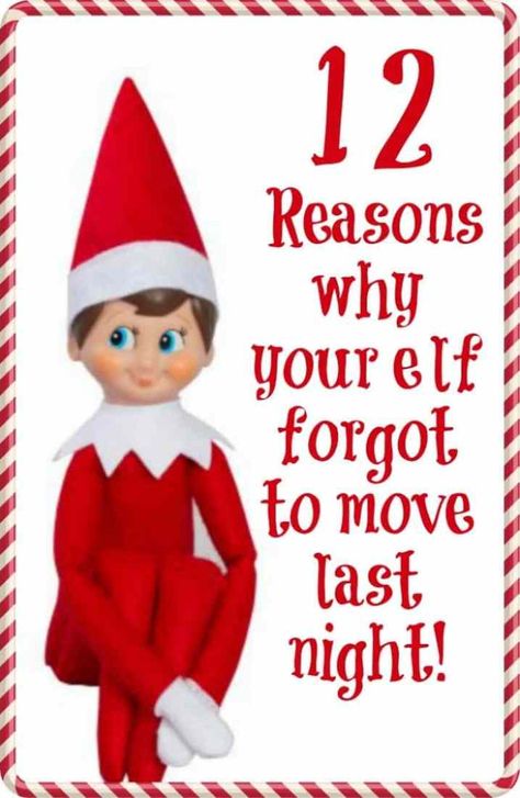 12 Reasons why your Elf on a Shelf forgot to move last night…. Elf Ideas For The Last Night, Last Night Elf Ideas, Last Day Elf On The Shelf Ideas, Xmas Breakfast, Thrifty Christmas, Xmas Village, Paper Napkin Folding, Elf Shelf, Christmas Arts