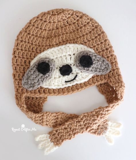 Crochet hats make great gifts and are fun to wear all year round! If you are looking for a trending design and a cute hat pattern, look no further! I designed this Crochet Sloth Hat in six different sizes so you can make one for all ages! You can find my pattern over at Yarnspirations!CLICK … Repeat Crafter Me Hat, Crochet Sloth Hat, Free Crochet Character Hats, Character Crochet Hats, Unique Crochet Hats, Alpha Graph, Sloth Accessories, Crochet Character Hats, Crochet Animal Hats