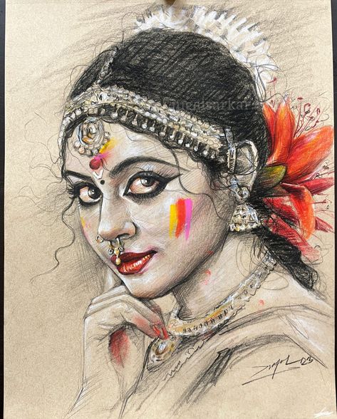 Pencil Shading Scenery, Pencil Colour Painting, Pencil Sketches Landscape, Pencil Art Love, Indian Portrait, Indian Drawing, Pen Sketches, Hanging Crafts, Sketch Images