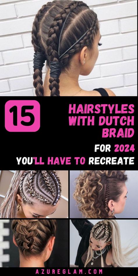 Discover the charm of Dutch Braid Hairstyles 2024. Our collection presents 15 delightful Dutch braid hairstyles designed to inspire your hair journey. Whether you're an athlete looking for Dutch braid hairstyles for sports or a student in need of school-appropriate looks, we've got you covered. These Dutch braid hairstyles are easy, half-up, and perfect for all ages. Start your style transformation today. Nfl Game Day Hairstyles, Braids For Athletes, Braided Hairstyles For Game Day, 4 Dutch Braids Hairstyles, Dutch Braid Designs, Cheer Braids, Cool Braided Hairstyles For Sports, Tight Dutch Braid, Four Dutch Braids