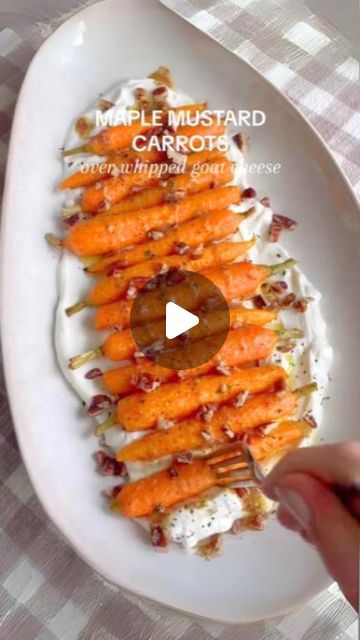 The Mediterranean Diet on Instagram: "🫒🥘 Maple Mustard Carrots with Whipped Goat Cheese.

💁‍♀️ Type "Yes" If You Want to Get More Recipes From @mediterraneandiet_mealplan 

👋 Follow @mediterraneandiet_mealplan to Get Daily Mediterranean Recipes

👉 INGREDIENTS
Carrots
1 lb. petite rainbow carrots, I get them at Trader Joe’s or HEB
2 tbsp olive oil
2 tbsp maple syrup
1 tbsp grainy mustard
1 tsp dijon
salt to taste
Whipped Goat Cheese
5 oz goat cheese log, room temperature
3/4 cup plain Greek yogurt
Toppings
1 tsp maple syrup
1 tsp grainy mustard
2 tbsp chopped pecans

INSTRUCTIONS
Preheat the oven to 400 degrees F.
In a small mixing bowl combine the olive oil, maple syrup, grainy mustard, dijon and salt for the carrots.
Add the carrots to a baking sheet and brush on the maple mustard sa Mustard Carrots, Goat Cheese Log, Greek Yogurt Toppings, Honey Mustard Glaze, Yogurt Toppings, Cheese Log, Grainy Mustard, Whipped Goat Cheese, Maple Mustard