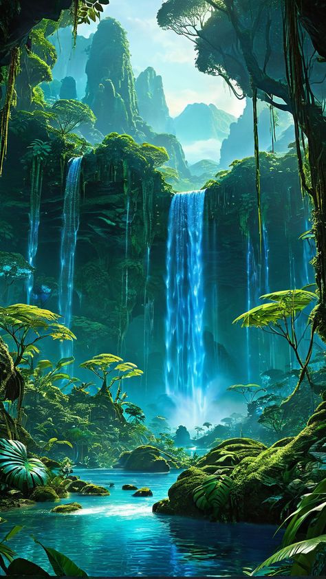 Pandora from Avatar Avatar Landscape Pandora, Pandora Painting Avatar, Avatar Forest Pandora, Pandora Animals Avatar, Pandora Avatar Landscapes, Avatar Pandora Nature, Pandora Landscape, Pandora Avatar Aesthetic, Avatar Aesthetic Pandora