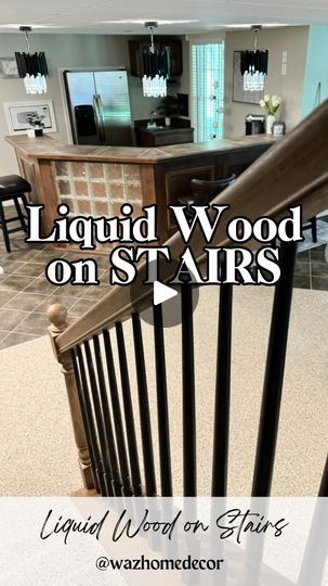 Spindles Stairs, Neutral Modern Home, Painted Stair Railings, Kona Stain, Wood Railings For Stairs, Liquid Wood, Stairs Makeover Ideas, Diy Home Upgrades, Stairs Renovation