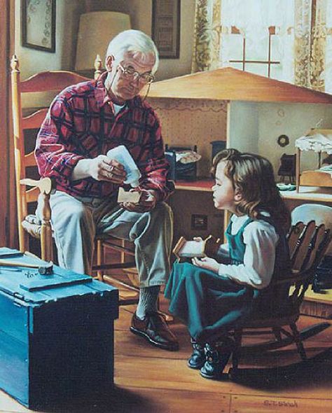 Old Fashioned House, Grandmas House, Gift Of Time, Norman Rockwell, Grandparents Day, Pastel Painting, On The Floor, Old Man, Artist Painting