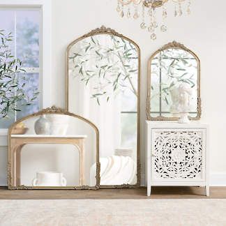 Shabby Chic Sunroom French Country, French Country Full Length Mirror, Fireplace Mirror Ideas, French Apartment Decor, Full Length Mirror Decor Ideas, French Country Interior Design, French Country Mirrors, Inlay Mirror, Mirror Decor Ideas