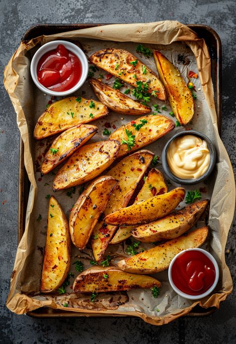 Learn How to Cook Air Fryer Potato Wedges Recipe For Free | Recipes You'll Love, Made Easy! Air Fryer Potato Wedges, Seasoned Potato Wedges, Air Fryer Potato, Most Popular Recipes On Pinterest, Trendy Recipes, Office Food, Fast Food Recipes, Steak Bites Recipe, Potato Wedges Recipe