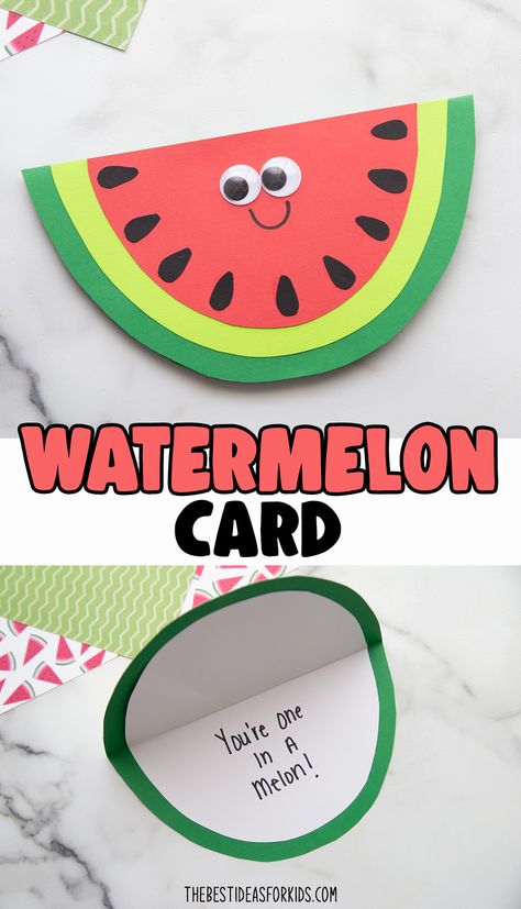 Watermelon Card, Watermelon Craft, Summer Crafts For Toddlers, Aesthetic Paper, Watermelon Crafts, Summertime Crafts, Paper Fish, Teachers Day Card