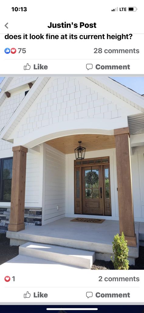 Farmhouse Front Porch With Cedar Posts, Wood Pillars Front Porch Brick House, Natural Wood Columns Front Porches, Cedar Pillars Front Porch, Wood Posts Front Porch, Wood Pillars Front Porch, Front Porch Wood Columns, Arched Front Porch, Front Porch Posts Columns