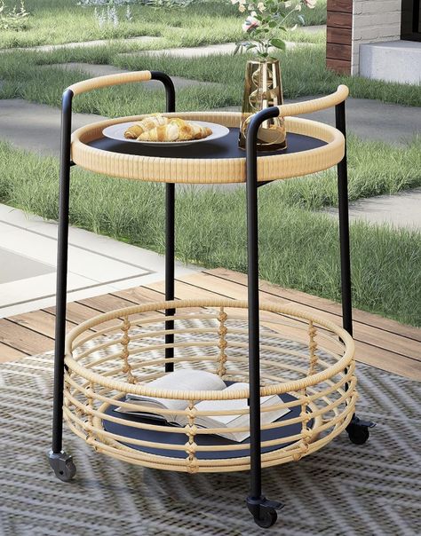 2 tier patio table, all weather, use as side table or bar cart for your patio, deck, or porch Storage Side Table, Patio Accent Table, Table With Wheels, Wicker Side Table, Round End Tables, Table With Glass Top, Patio Side Table, Outdoor Side Table, Small Side Table