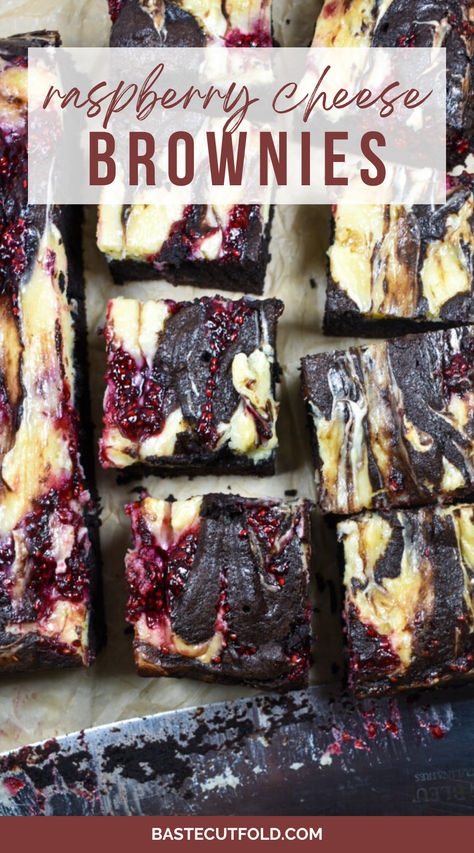 Dark chocolate brownies with swirls of cheesecake and homemade raspberry jam. Raspberry Cheesecake Brownies, Ultimate Cheesecake, Cheesecake Topping, Dark Chocolate Brownie, Homemade Raspberry Jam, Cheesecake Brownie, Cheesecake Toppings, Dark Chocolate Brownies, Brownie Toppings