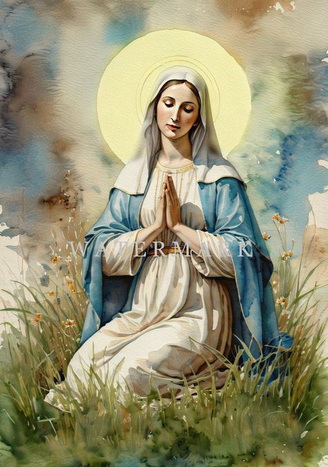 Mother Most Pure - the Most Blessed Virgin Mary Custom Digital Oil Painting DIGITAL DOWNLOAD NOTE:  THIS IS A DOWNLOADABLE DIGITAL PHOTO AND A LINK WILL BE PROVIDED FOR DOWNLOAD UPON PURCHASE The image you receive will not have any watermarks on it. This is a custom digital oil painting of the Most Blessed Virgin Mary created by Saints Alive Art Studio Virgin Mary Pregnant Art, Mother Mary Painting, Virgin Mary Watercolor, Mary Watercolor, Mary Virgin, Mother Mary Pictures, Marian Apparition, Virgin Mary Art, Mother Mary Images