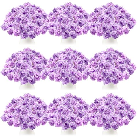 PRICES MAY VARY. Convenient Artificial Hydrangeas Set: this package includes 100 artificial hydrangeas in purple, and 100 stems, offering you the flexibility to mix and match or create multiple arrangements; These hydrangeas are suitable for DIY projects or for adding a touch of elegance to your events or occasion; Please note that the flower heads and the stems are separated, need to be manually installed Ideal Size for Most Spaces: measuring about 7.48 inches in head diameter, 3.6 inches in he Purple Graduation Centerpieces, Purple Sweet 16 Decorations Centerpieces, Enchanted Table Setting, Purple And Gold Party Decorations, Purple Table Decorations, Purple Birthday Decorations, Garden Party Decorations Diy, Blue Purple Wedding, Purple Party Decorations