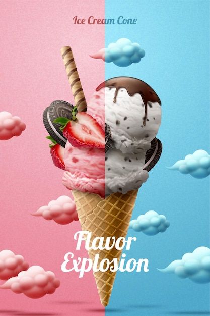 Ice Cream Poster Advertising, Dessert Ads, Ice Cream Poster Design, Ice Cream Ads, Ice Cream Social Media, Poster Ice Cream, Dessert Ad, Dessert Design, What Is Healthy Food