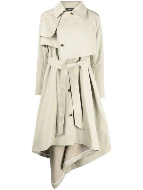 Raincoats For Women, Harvey Nichols, Luxury Brands, Trench Coats, Asymmetric Hem, Light Green, Trench Coat, Fashion Branding, Long Sleeves