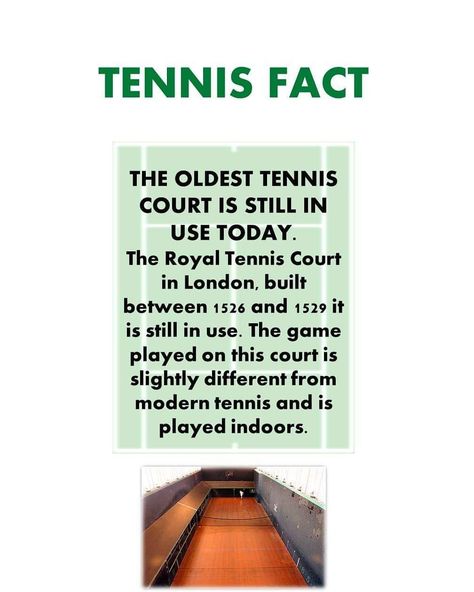 NEW PAGE 🔘 20 Jan 2019 on Instagram: “TENNIS FACT: The oldest tennis court is still in use today. Did you know?🙂 ________________________________________ @tennis.mind.coach…” Tennis Facts, Ball Badminton, Thirst For Knowledge, Tennis Rules, Tennis Games, Play Tennis, Tennis Ball, Tennis Players, Fun Fact