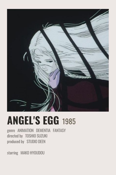 Angels Egg Poster, Angel’s Egg, Angels Egg, Angel Manga, Anime Woman, Japanese Animated Movies, Anime Suggestions, Girly Movies, Animes To Watch