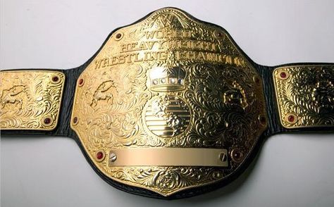 R.I.P. World Heavyweight Championship, also known as the Big Gold. Some say it's been around since 1905 and has been recognised by both the NWA and WCW as their premier title. This first Champion was George Hackenschmidt (1905), it's last single champion was John Cena (2013) before it's unification with the WWE title at TLC 6. Other notable champions are Ricky Steamboat, Triple H, Randy Orton, Edge and Batista. Big Gold Belt, Wrestling Belts, Wwe Logo, World Heavyweight Championship, Stephanie Mcmahon, Wwe Tna, Wwe World, Gold Belt, Triple H