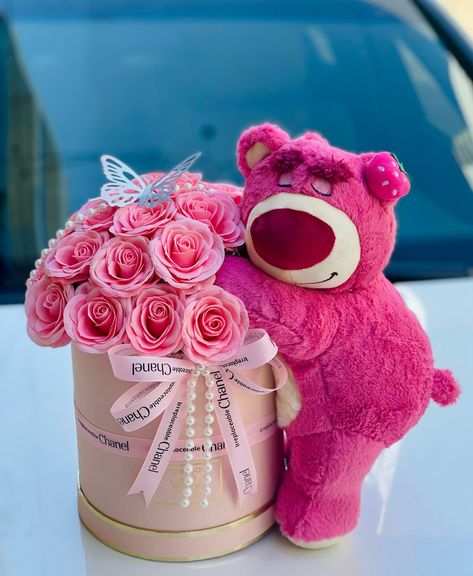 Silk Bouquet, Flower Decorations Diy, Boquette Flowers, Flower Gift Ideas, Creative Diy Gifts, Pink Teddy Bear, Pink Teddy, Candy Bouquet, Beautiful Bouquet Of Flowers