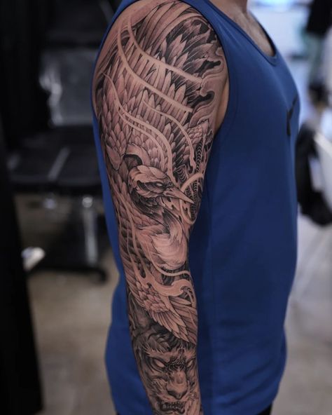 Crane Tattoo Men, Crane Sleeve Tattoo, Japanese Crane Tattoo Design, Japanese Bird Tattoo, Japanese Crane Tattoo, Philippine Mythology, Crane Tattoo, Panda Tattoo, Japanese Bird