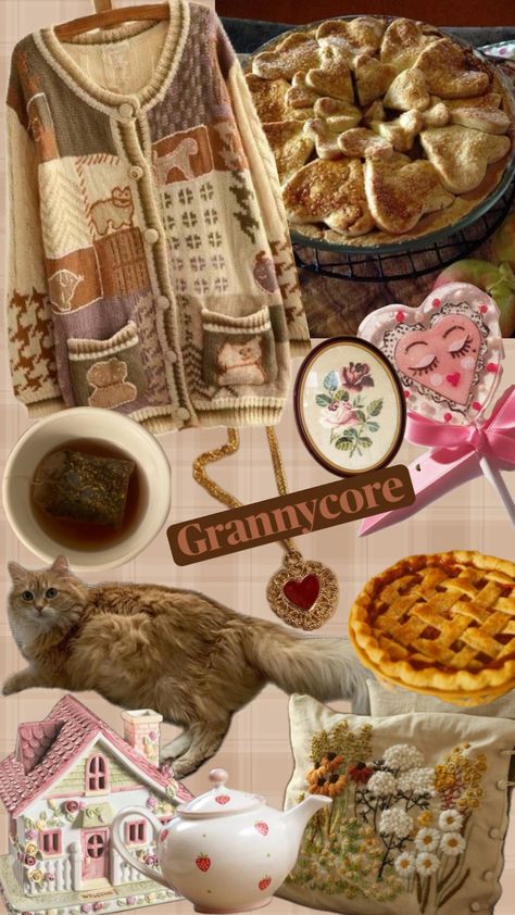 #grannycore #grannyaesthetic Granny Core Aesthetic, Grannycore Fashion, Hufflepuff Core, Cottagecore Homes, Grandmacore Aesthetic, Cottagecore Life, Grandma Vibes, Grandma Aesthetic, Academia Clothes