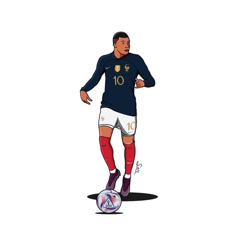 Mbappe Cartoon, Soccer Wall Art, World Cup Qatar, Soccer Art, What To Do When Bored, Football Stickers, Qatar 2022, Cartoon World, Football Art