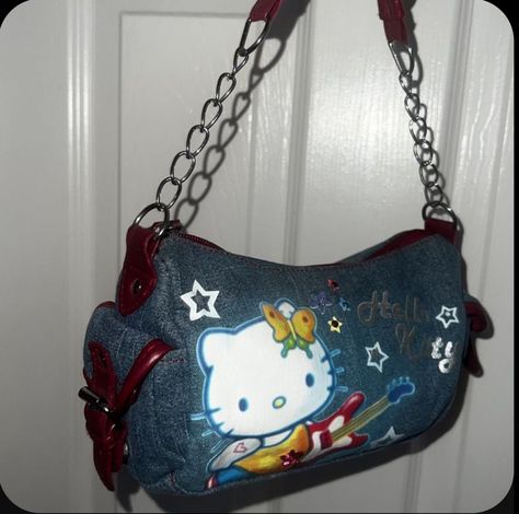 2000 Hello Kitty, Betty Boop Handbags, Y2k Hello Kitty, Hello Kitty Purse, Hello Kitty House, Hello Kitty Bag, Denim Purse, Girly Bags, Pink Girly Things