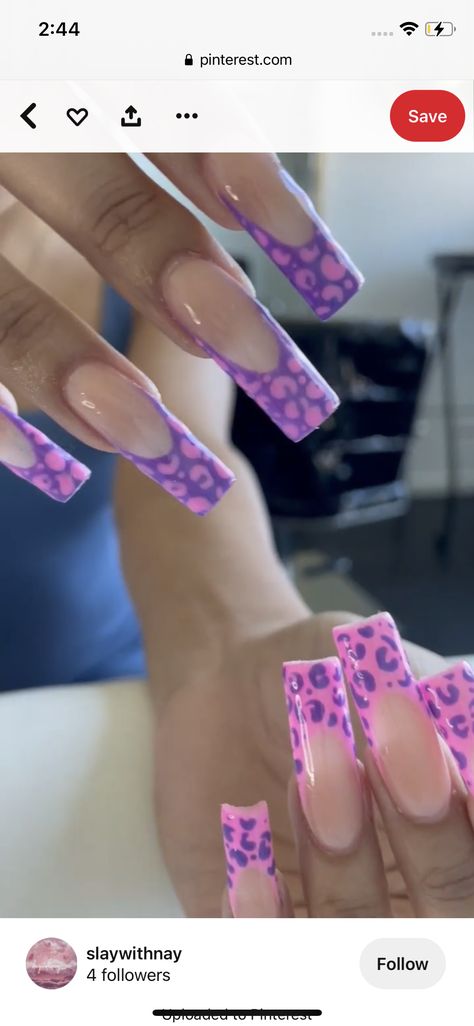 Purple Barbie Nails, Hot Pink Animal Print Nails, Purple Cheetah Print Nails, Pink And Purple Acrylic Nails, Purple Cheetah Nails, Green And Purple Nails, Pink And Purple Nails, Monster High Nails, Pink Cheetah Nails