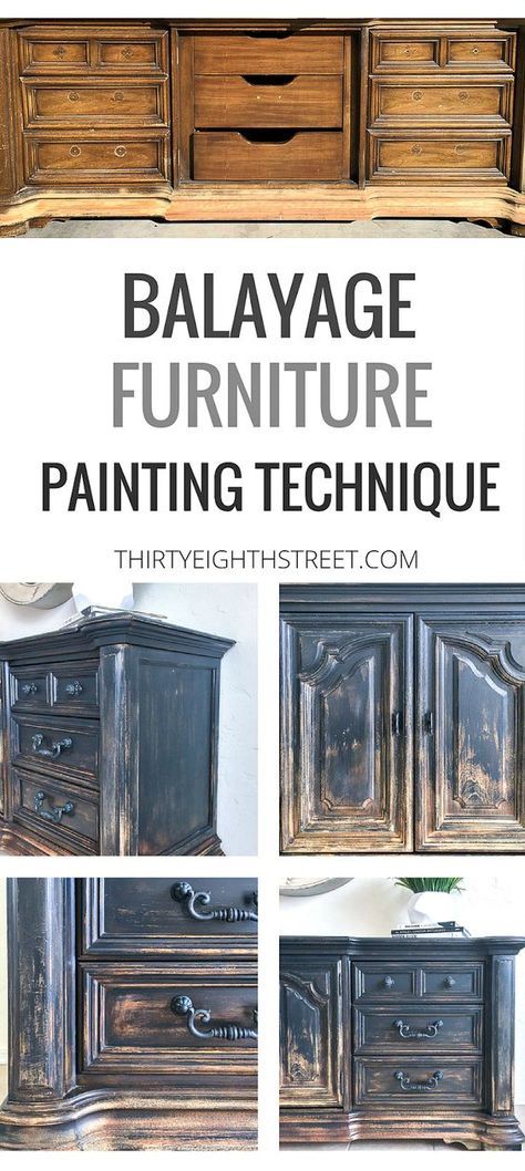 Balayage Furniture Painting Technique. Learn How To Create A Rustic Burnt Ombre Finish To Your Furniture. Furniture Painting Technique. Unique Furniture Design. Painted Furniture. Ombre Furniture. #thirtyeighthstreet #balayage Ombre Furniture, Unique Furniture Painting, Craft Recipes, Painting Styles, Weathered Furniture, Unique Furniture Design, Vintage Buffet, Furniture Painting Techniques, Chalk Painting