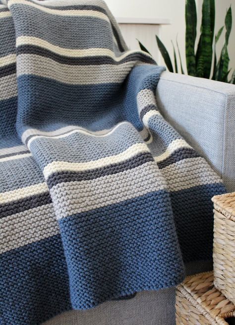 Motivi Afgani, Throw Knitting Pattern, Knit Throw Blanket Pattern, Striped Afghan, Easy Blanket Knitting Patterns, Knit Afghan Patterns, Knit Afghan, Throw Blanket Pattern, Striped Throw Blanket